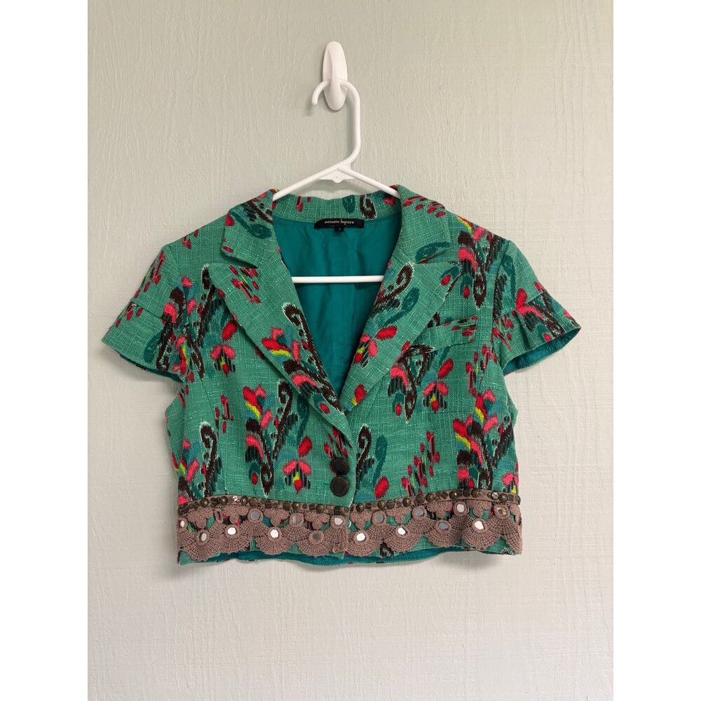 Nanette Lepore Cropped Exotic Paisley Embroidered/Embellished Blazer/Jacket Sz 6
